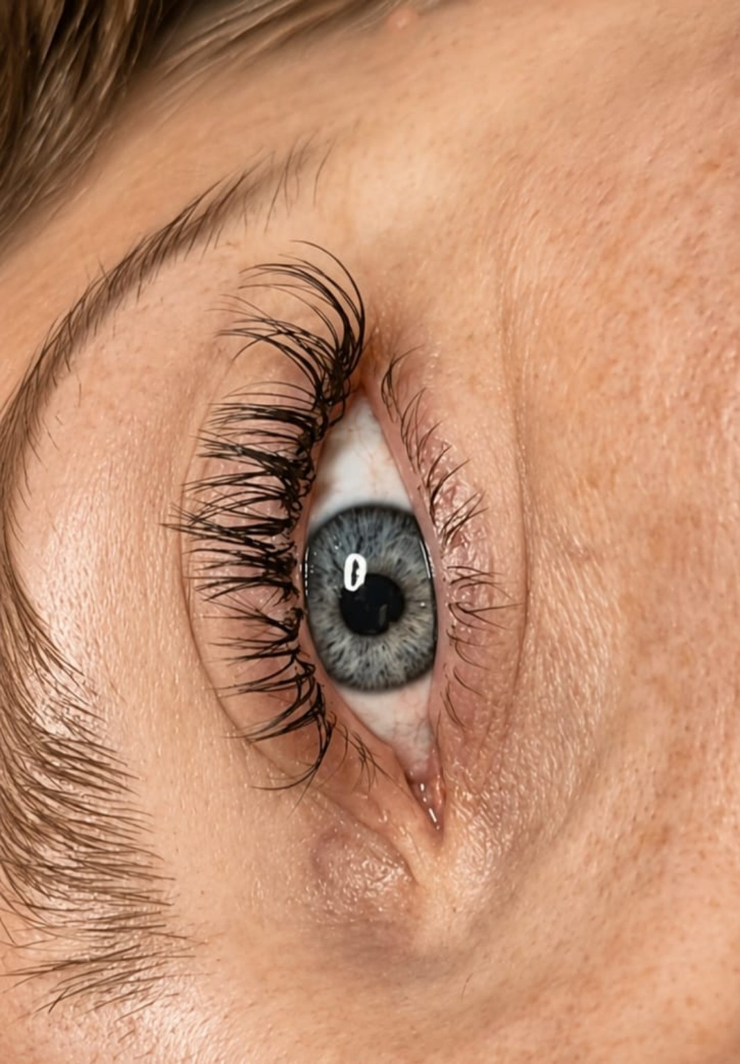 Nahaufnahme eines ausdrucksstarken Wispy Wimpernlooks